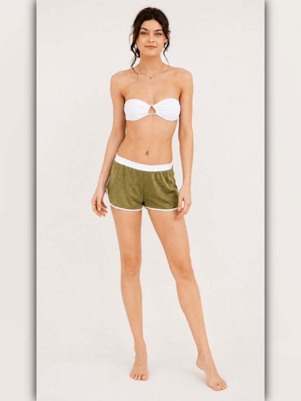 A618-B • Ribbed Triangle Ring Bandeau Bikini Top